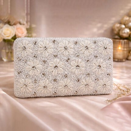 Elegant pearl clutch